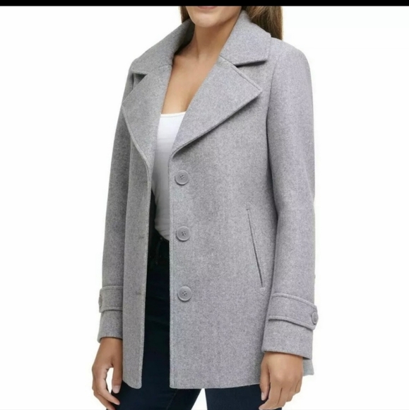 NWT Marc New York Andrew Marc Grey Long Sleeve Long Button Up Coat Sz Large - Picture 4 of 15